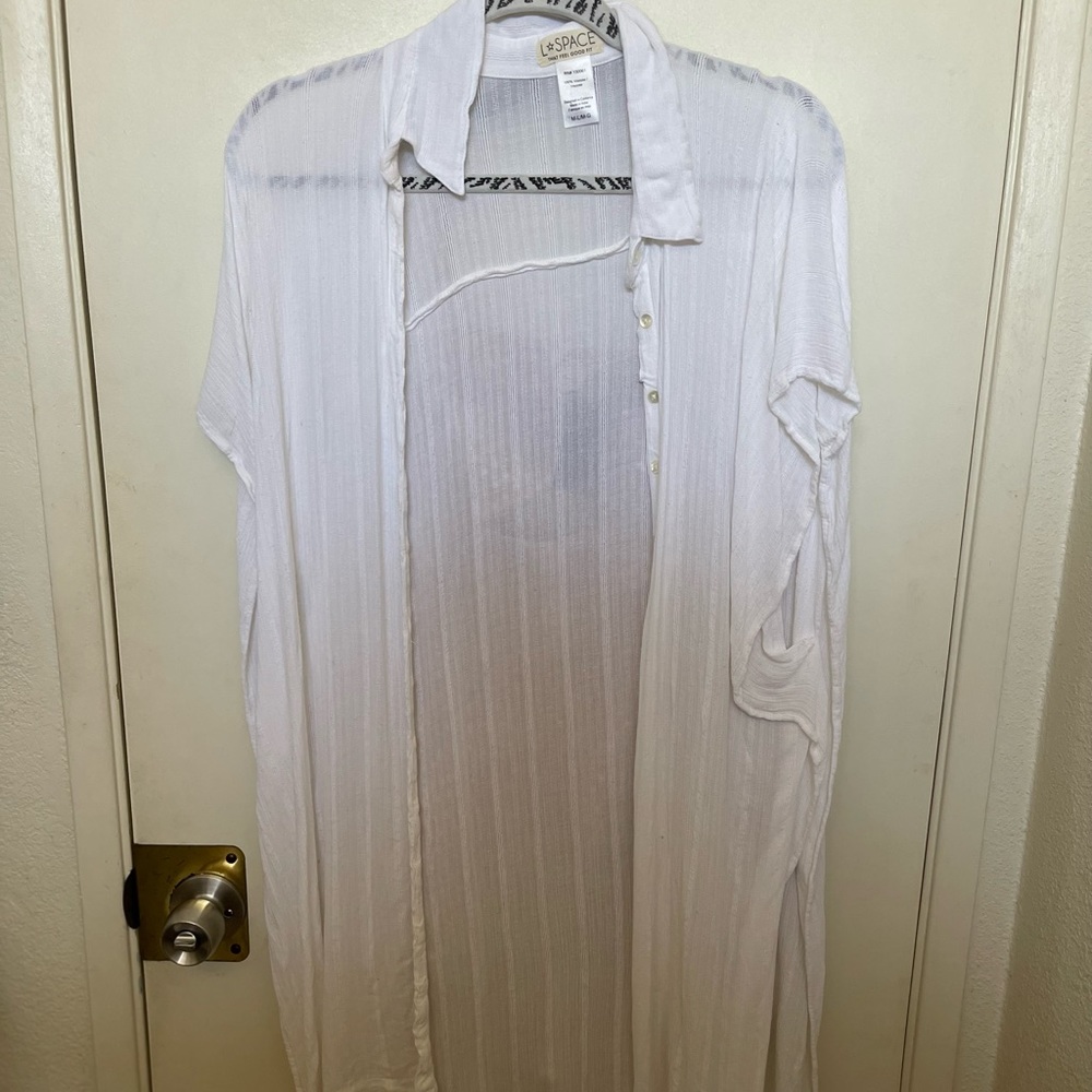 L Space short sleeve bathing suit cover WHITE